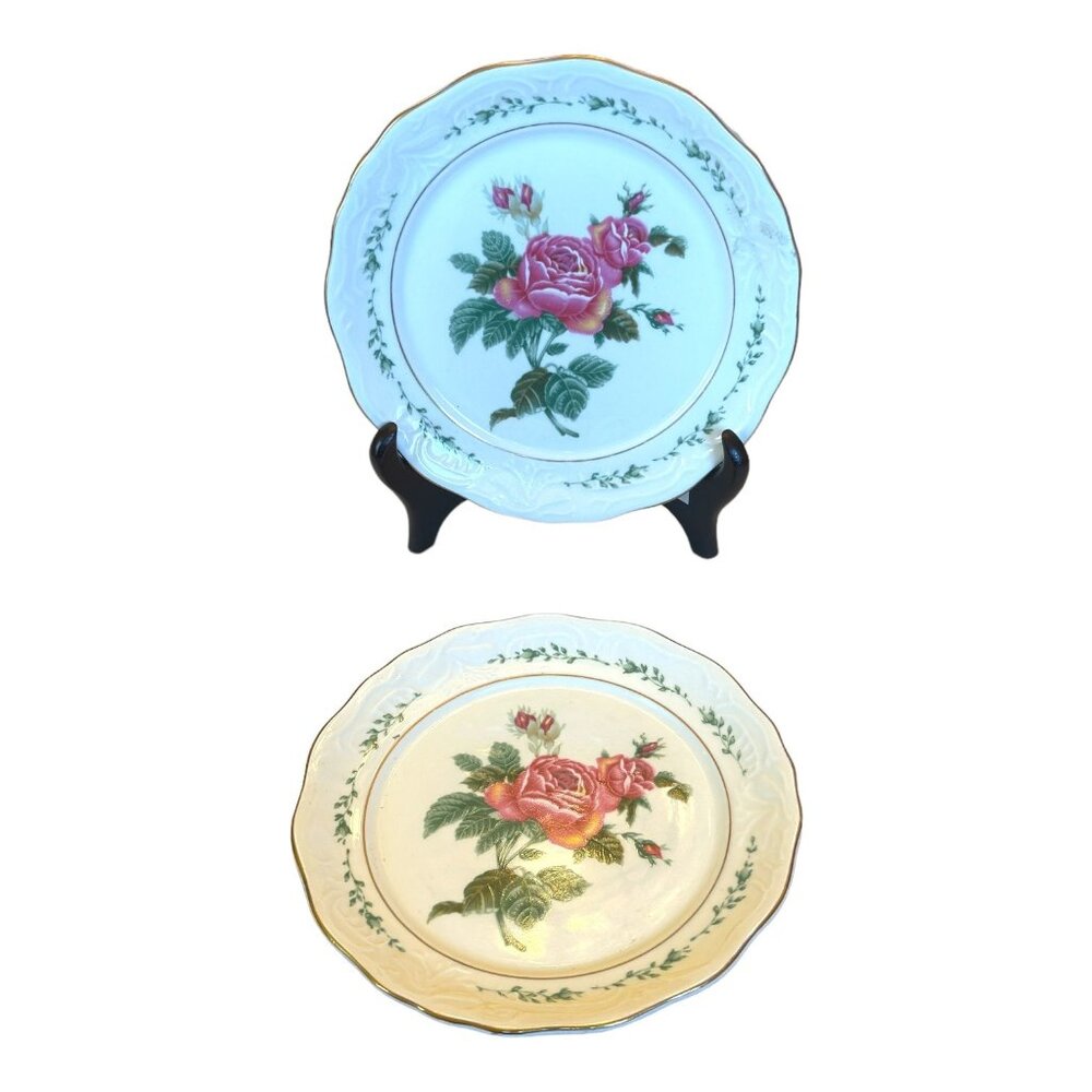2 Gibson Housewares Floral Design Dessert Plates 7"